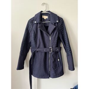 Michael Michael Kors Small Womens Navy Winter Coat with Belt